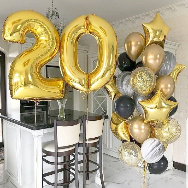 Фольгированный шар Золотая Цифра в Калининграде