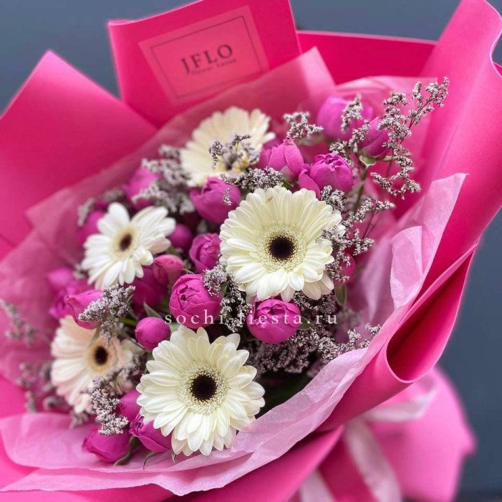 Букет гербер и мисти бабблс  в Калининграде