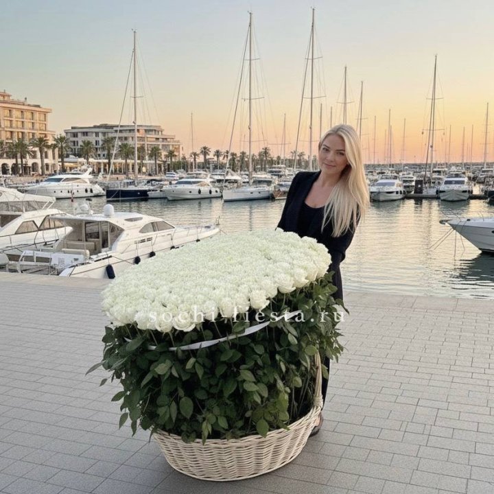 301 высокая роза в корзине в Калининграде