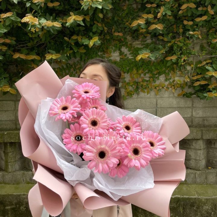 13 розовых гербер в Калининграде