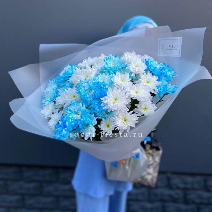 Букет хризантем "Голубая снежинка" в Калининграде