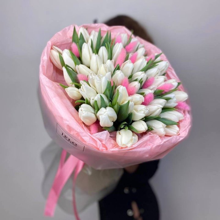 51 белый тюльпан "Рози" в Калининграде