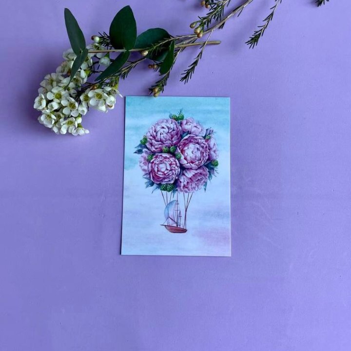 Открытка к букету "Пион" в Калининграде