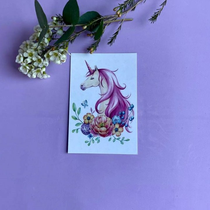 Открытка к букету "Единорог" в Калининграде