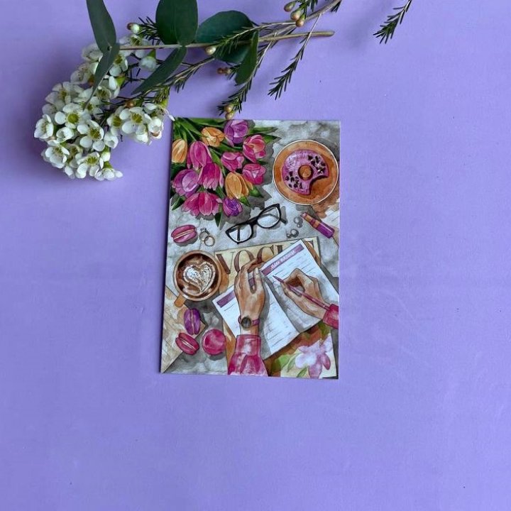 Открытка к букету "Леди на работе" в Калининграде