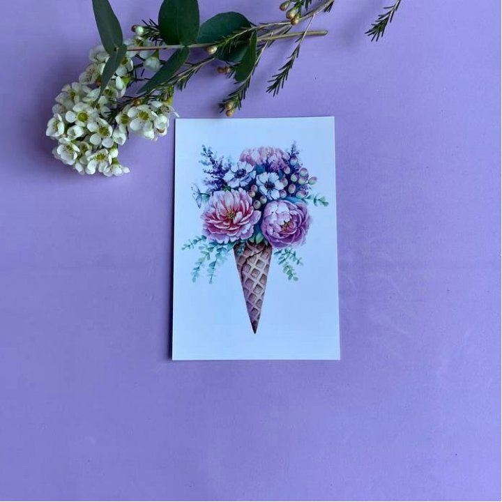 Открытка к букету "Цветочно-кремовый" в Калининграде