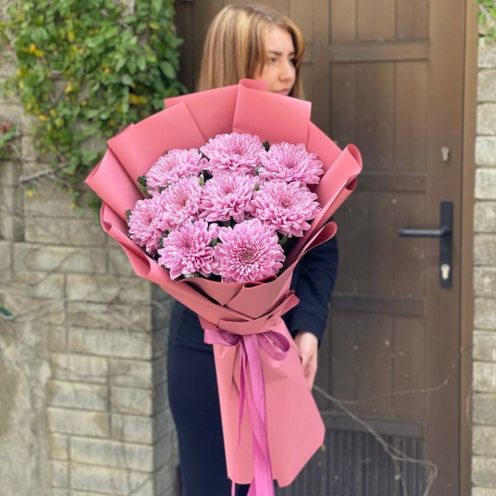 Букет хризантем розовый в Калининграде