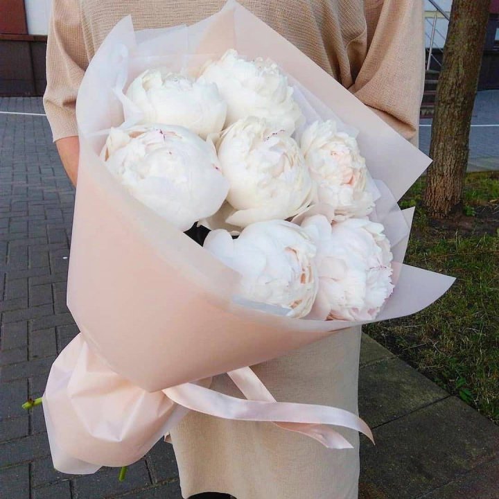 Букет белых пионов в Калининграде