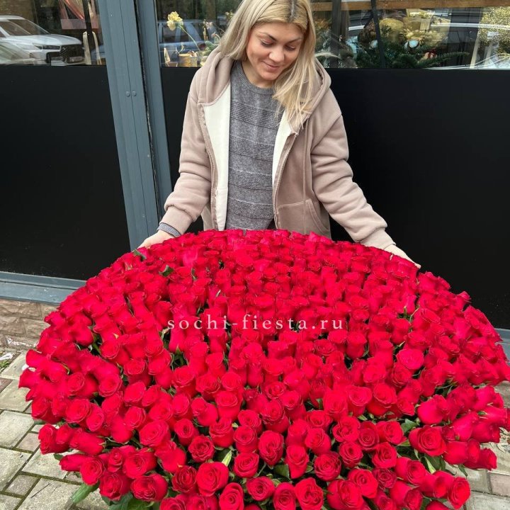 501 красная роза в корзине в Калининграде