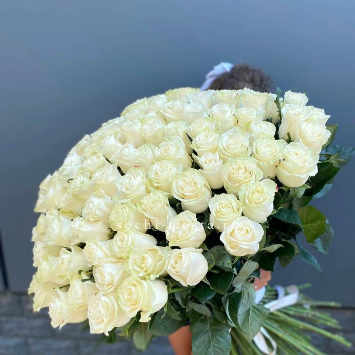 101 белая высокая роза в Калининграде