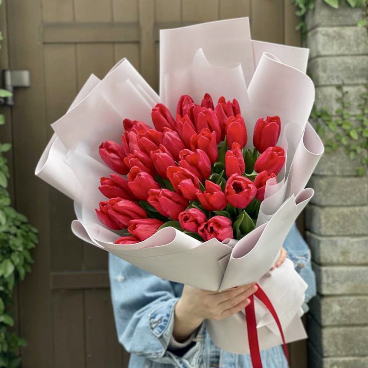 35 красных тюльпанов в Калининграде